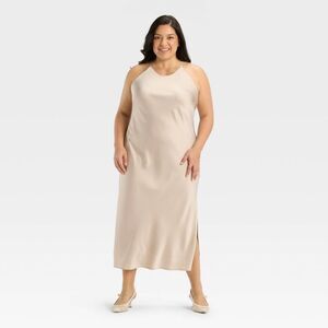 a new day Strapless Cream Midi Dress